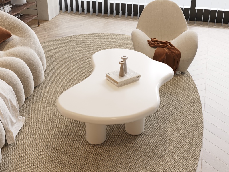 Cloud Coffee Table MIQXUAN Coffee Table Cream White Live Edge Coffee ...
