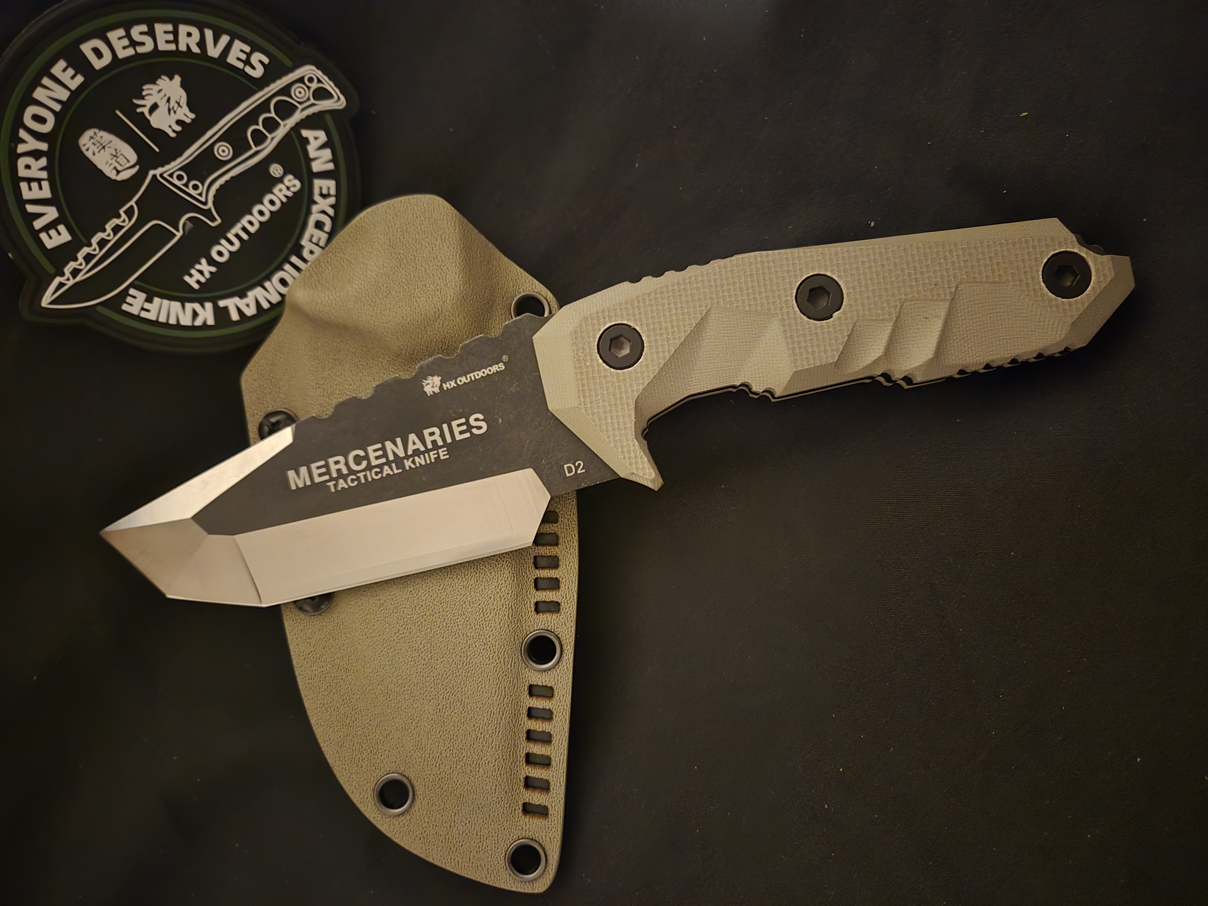 MINI MERCENARY D2 Fixed Blade | Brown G10 EDC Camping Knife